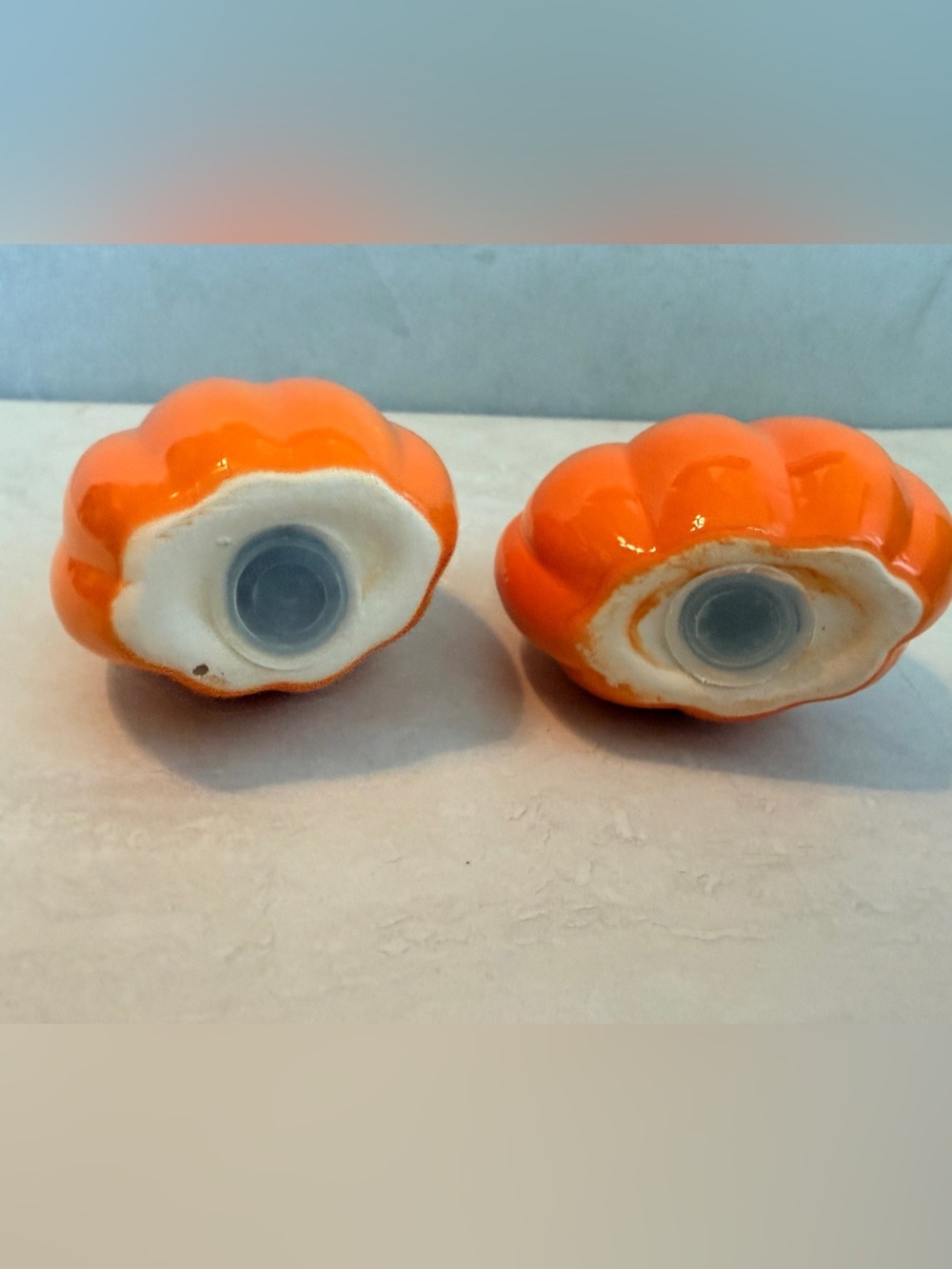 Ceramic Pumpkin Salt Pepper Shaker Set Halloween Fall Thanksgiving Decor - Picture 4 of 6